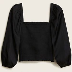 Squareneck smocked featherweight satin crop top